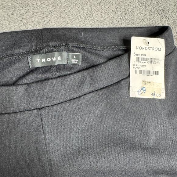 Trouve Nordstrom Womens Pants NWT Black Pull On Leggings Faux Leather Size L - Picture 4 of 9